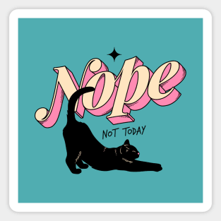 Monday Nope Black Cat in blue Magnet